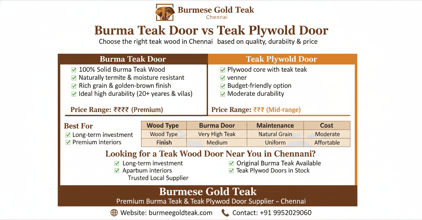 Premium Burma Teak Door in Chennai | Teak Wood Door Near Me